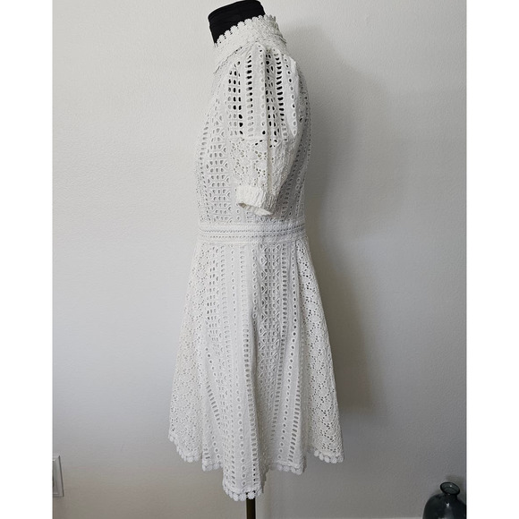 MINT *Lady Ribbon* Women's White Fit and Flare Eyelet Mini Dress S - Picture 4 of 10